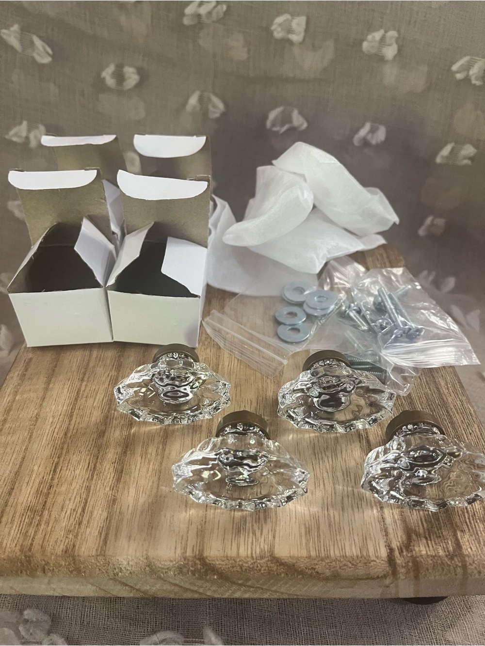 Crystal Glass Cabinet Knobs - Clear Glass (Set of 5)
